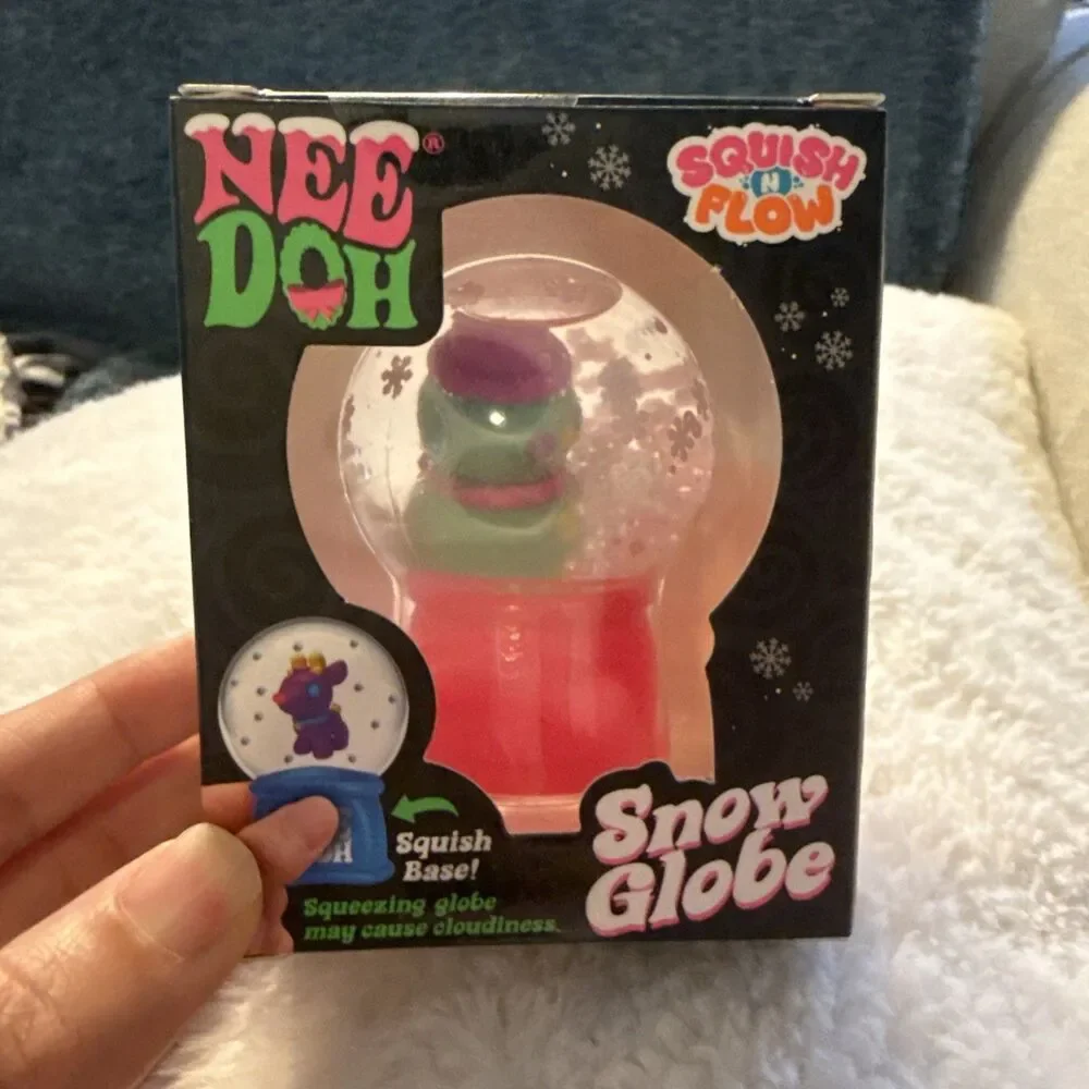 New Authentic Nee Doh Schylling Squish n Flow Snow Globe Snowman Groovy Dohman